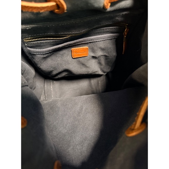 Madewell The Somerset Canvas Backpack Black Leather Trim Drawstring H6619 Womens main image 4